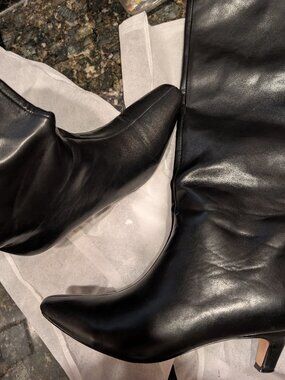 Modatope Black knee-high kitten heel boots